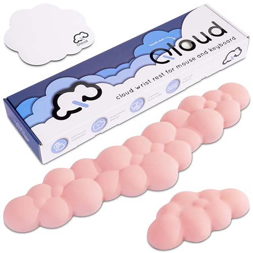 Qloud Cloud Wrist Rest Keyboard – Cloud Palm Rest Keyboard Rest Desk Cloud Wrist Pad – Keyboard Wrist Rest for Computer Keyboard Gaming Wrist Rest Cloud Arm Rest Keyboard Wrist Pad - Pastel Pink - Pastel Pink