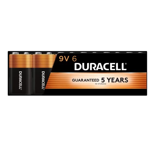 Duracell Coppertop 9V Battery, 6 Count Pack, 9 Volt Battery with Long-lasting Power, All-Purpose Alkaline 9V Battery for Household and Office Devices - 6 Count (Pack of 1)