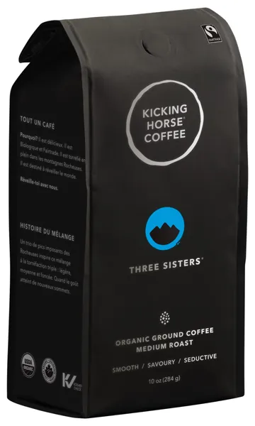 Kicking Horse Coffee, Three Sisters, Medium Roast, Ground, 284 g - Certified Organic, Fairtrade, Kosher Coffee