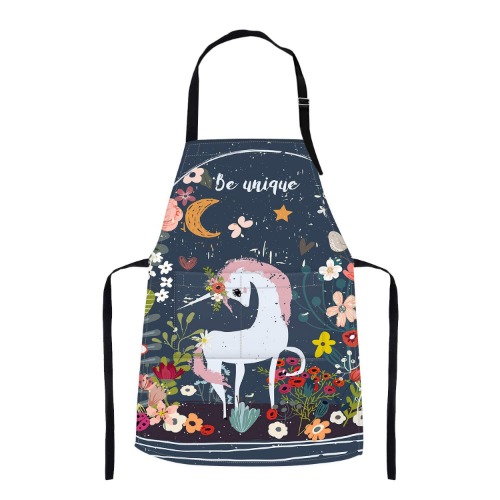 Britimes Apron Home Kitchen Cooking Baking Gardening for Women Men with Pockets Unicorn Be Floral Moon 32x28 inch - Unicorn Be Unique