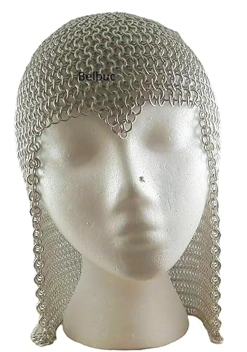 Aluminum Butted Chain Mail Coif Hood, Lightweight, Large Size, Anodized