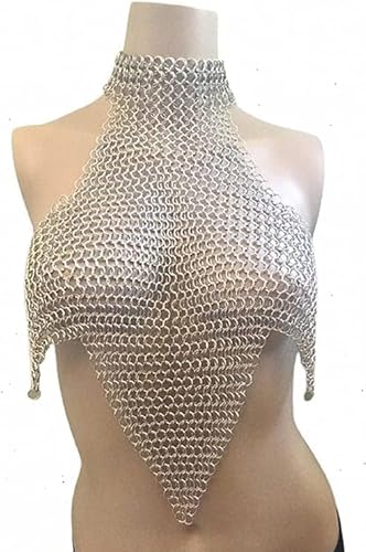 Chainmail Bra Top, 10 mm Halter Butted Aluminium Bra Top Viking Bikini Sexy Style Top For Girl & Women
