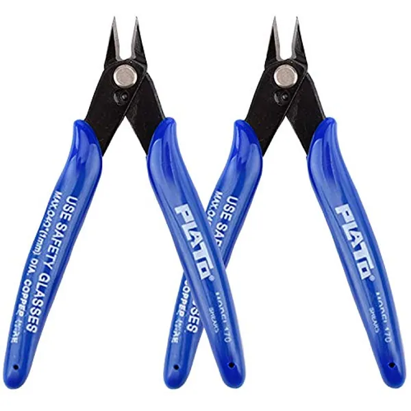 Wire Cutters, 2pcs Side Cutters Cable Cutters Precision Flush Cutters Electrical Cable Cutter Cutting Plier Side Snips Diagonal Pliers Cutting Pliers Tool for Coil Making, Home DIY Jewelry - Blue