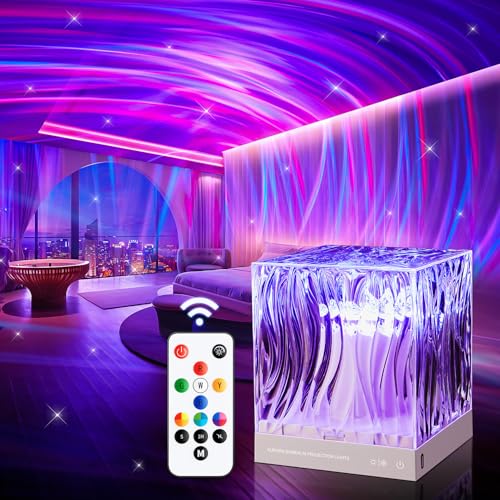Northern Lights Projector+162 Lighting Modes, 10 Dimmable Brightness Sensory Lights+Remote, Great-for-Sleep Night Light Projector for Bedroom, Galaxy Projector Aurora Glow Lamp Northern Lights Cube - Transparent