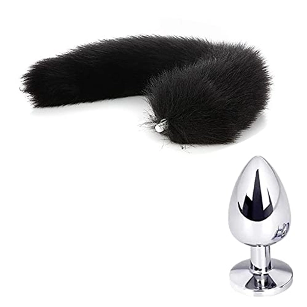 EVEDOUB Handmade 3.5IN Metail But-t Plu'g And Plush Fox Wolf Tail Set Accessories Cosplay For Men Women