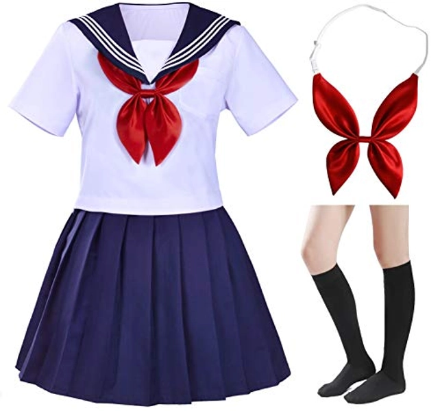 Elibelle Classic Japanese School Girls Sailor Dress Shirts Uniform Anime Cosplay Costumes with Socks set