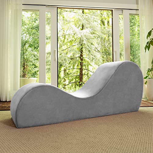Avana Sleek Chaise Lounge for Yoga-Made in The USA-for Stretching, Relaxation, Exercise & More, 60D x 18W x 26H Inch, Light Grey - Light Grey