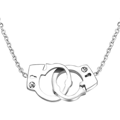 Jude Jewelers Stainless Steel Handcuff Infinity Interlocking Circle Collar Statement Necklace - Silver