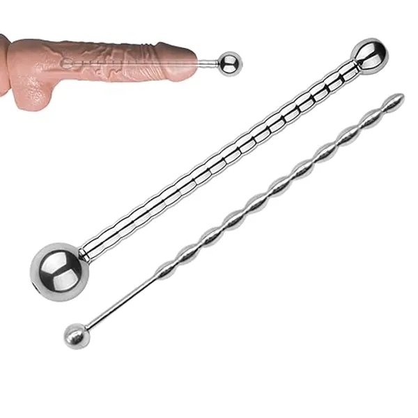BDSMYEE hohler Harnröhren-Dilatator mit Penis Plug,2 Pcs Edelstahl-Dilator Peniskugeln,SM Sexspielzeug Harnröhrensonden Harnröhrenstimulator Harnröhre Katheter Prostata Massage für Männer (10mm + 8mm
