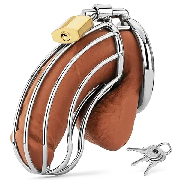 Ivomaa Peniskäfig | Chastity Cage Male Metall | Keuschheitskäfig Herren extrem | Keuschheitsgürtel für Herren | Penis Käfig für Männer | Chasity Belt, Cock Cage aus Edelstahl, Keuschheit für den Mann