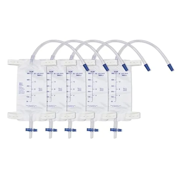 5 Pack 500ml Beinbeutel Urindrainagebeutel, Urinsammelbeutel Drainagebeutel mit 2 Riemen, Anti-Reflux-Ventil (500ml)