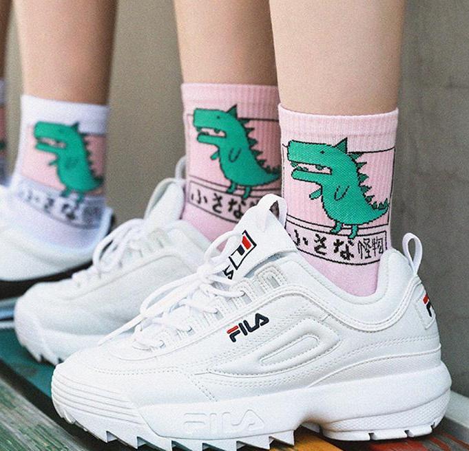 Japanese Dino Socks - Pink Dinosaur