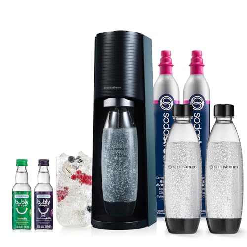 SodaStream Terra Sparkling Water Maker Bundle (Black), with CO2, DWS Bottles, and Bubly Drops Flavors - Value Bundle - Black