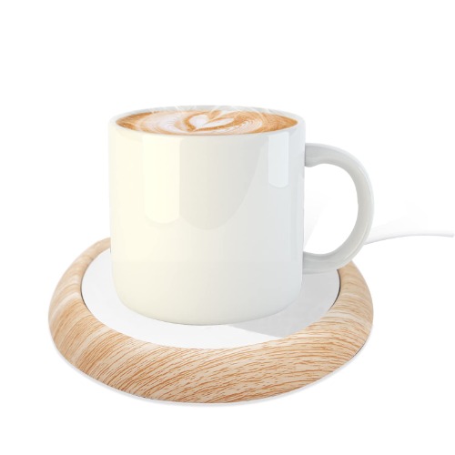 MQUPIN Coffee Mug Warmer, USB Cup Warmer Tea Warmer with Non-slip Base, Beverage Mug Warmer for Milk Coffee Tea, Cup Mug Warmer Heated Coaster for Home Office Coffee Cup Warmer (Yellow Wood Grain)
