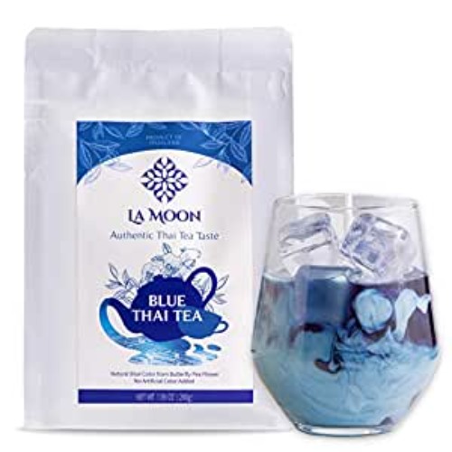 La Moon Tea- Blue Thai Tea, Traditional Loose Leaf Thai Tea Mix from Butterfly Pea Flower and Assam Black Tea, 100% Natural no Food Dye, Homemade Blue Thai Ice Tea, Thai Tea Latte, Boba Tea (7.05 Oz.)