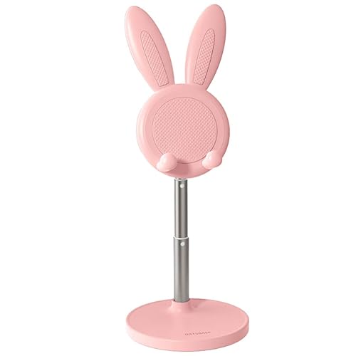 Hemobllo Rabbit Phone Holder- Bunny Phone Stand Adjustable Mobile Phone Rack Tablet Stand Desktop Phone Holder Phone Support (Pink) - Pink