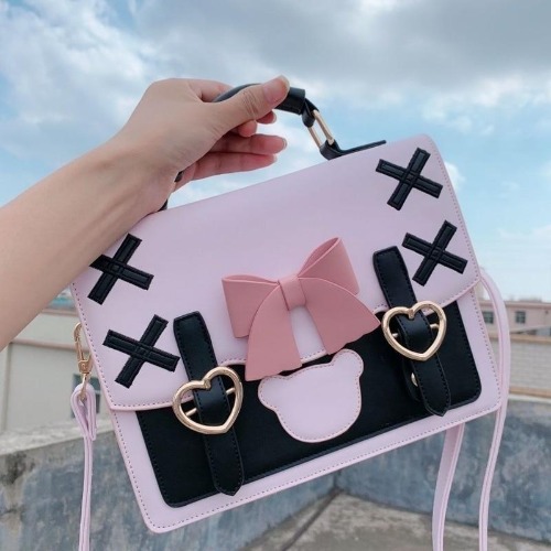 Baby Bear Pastel Goth Handbag - Purple Black