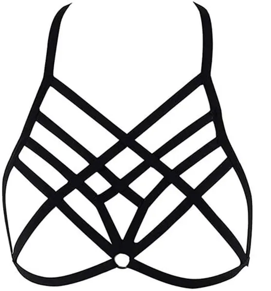 LIVE4COOL Women Harness Elastic Cupless Cage Bra Sexy Lingerie for Women Adjustable Hollow Out Crop Top Exotic Strap Bra