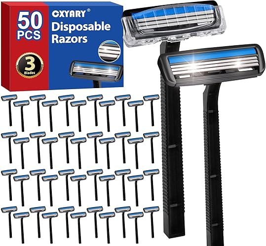 50 Pcs 3 Blade Disposable Razors With Clear Safety Cap