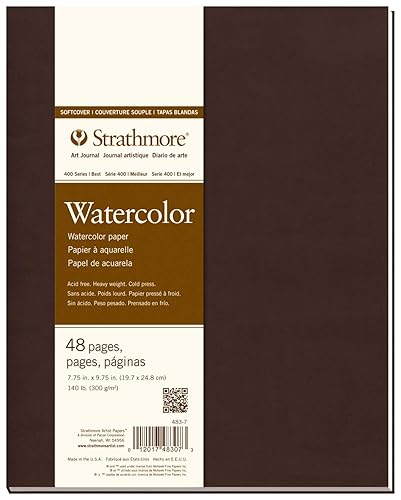 Strathmore 483-7 Softcover Watercolor Art Journal, 7.75" x 9.75", White, 24 Sheets - 7.75x9.75 - Watercolor - 48 Pages