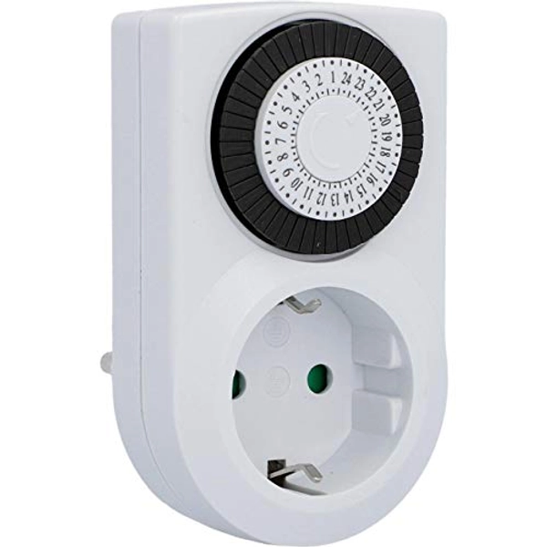 UNITEC Tages-Zeitschaltuhr, mechanisch, für Innenbereich IP20, analog , weiß, 30 Minuten-Abstände einstellbar, mini