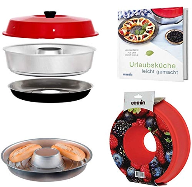 FVLFIL Omnia Camping Backofen Spar-Set | Backofen + Silikon-Backform + Kochbuch (Neue Auflage) + Aufbackgitter