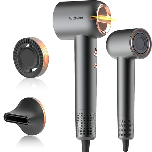 WizWise Professional Ionic Salon Hair Dryer, Ultra-Fast High Speed Blow Dryer with 110,000RPM AC Motor, Low Noise, No Heat Damage, Fast Drying for Hair Care Home, Travel use