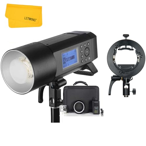 Godox AD400 Pro AD400Pro Outdoor Flash Strobe Light, 400w TTL Portable Strobe Monolight 1/8000s HSS Speedlite, with Godox S2 Speedlite Bracket, 30W LED Modeling Lamp, 390 Full Power Pops