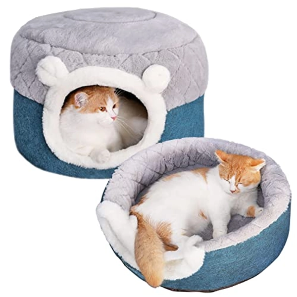 GOLOPET Cat cave,2 in 1 Multipurpose Cat Bed cave, 19.5" Diameter for Indoor Cats - cat cave Bed Large,Cat Tent with Removable Washable Upholstered Pillow, Soft Self Warming Kitten Bed - Cat cave bed