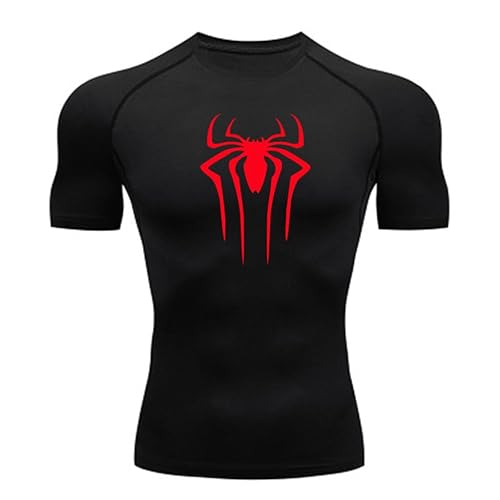 MIDUNU T-Shirt à Manches Courtes Spider pour Hommes Respirant à séchage Rapide Sports Top Musculation Survêtement Compression Chemise Fitness Hommes,11,S