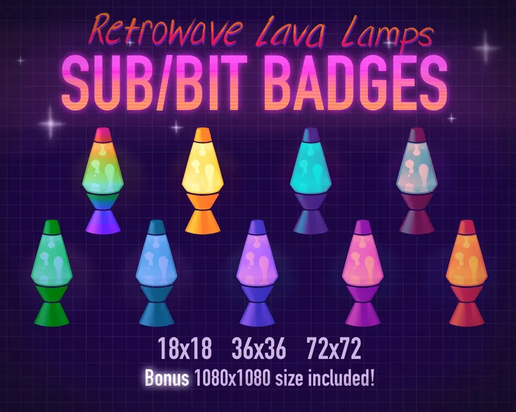 Retrowave Lava Lamp Twitch Sub/Bit Badges