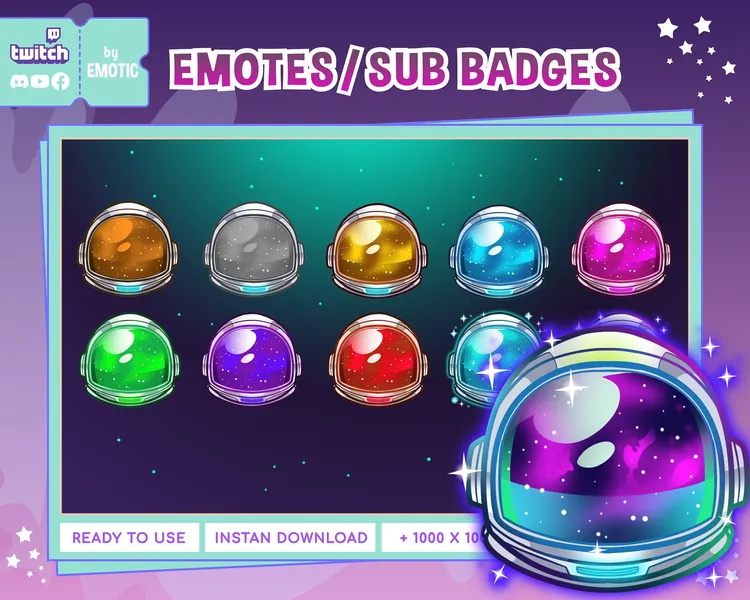 Twitch sub badges | 10 astronaut helmet |  | twitch | discord | gaming or streaming