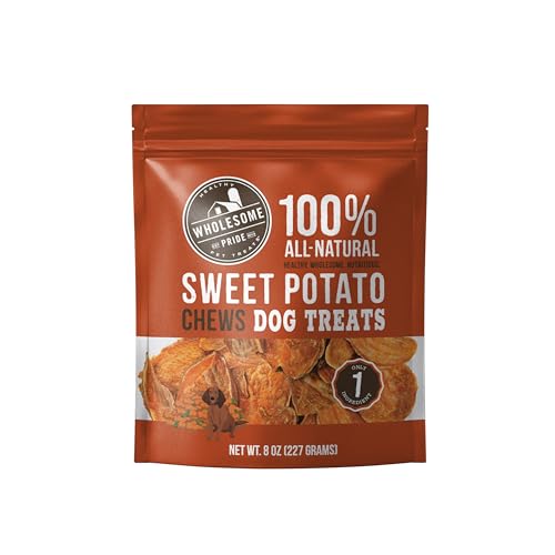 Wholesome Pride Sweet Potato Chews 100% All-Natural Single Ingredient Dog Treats, 8 oz - Sweet Potato Chews - 8 Ounce (Pack of 1)