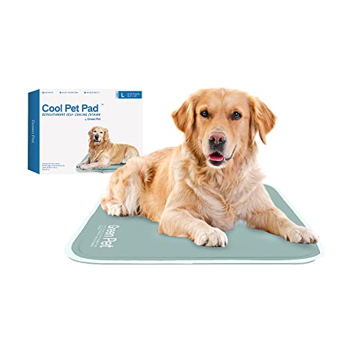 The Green Pet Shop Dog Cooling Mat, Large - Pressure Activated Pet Cooling Mat for Dogs and Cats, for Large Sized Pets (46-80 Lb.) - Non-Toxic Gel Dog Cooling Pad, No Water Needed - Sage Grey - Large - Sage Grey