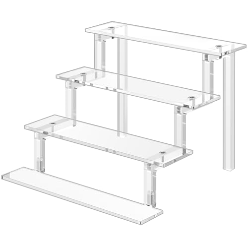 WINKINE Acrylic Riser Display Shelf, Display Riser Compatible with Funko POP Figures, 4 Tier Perfume Organizer, Tiered Display Stand Risers for Display, Acrylic Display for Decoration and Organizer - 1 - 9x6 inch