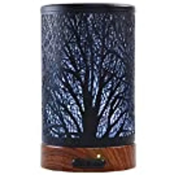 EQUSUPRO Essential Oil Diffuser 100ml Metal Aromatherapy Oil Diffuser Ultrasonic Cool Mist Diffuser with Waterless Auto Shut-Off Protection,7 Colors Changed LED for Home Office SPA Yoga (Tree)