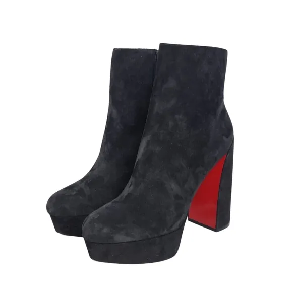 Christian Louboutin Movida 130mm Black Suede Platform Ankle Boots