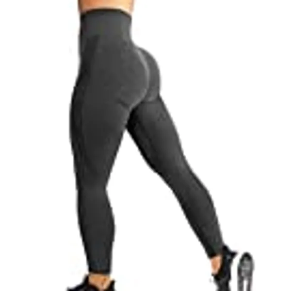 YEOREO Women High Waist Seamless Workout Leggings Gym Smile Contour Yoga Pants Athletic Tights