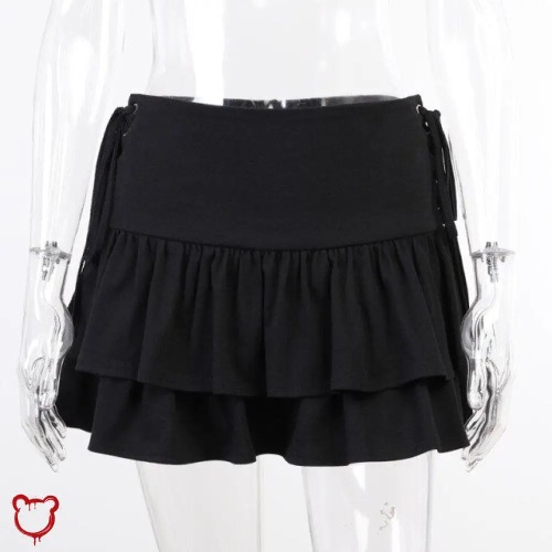 Black Lace Up Skirt - S