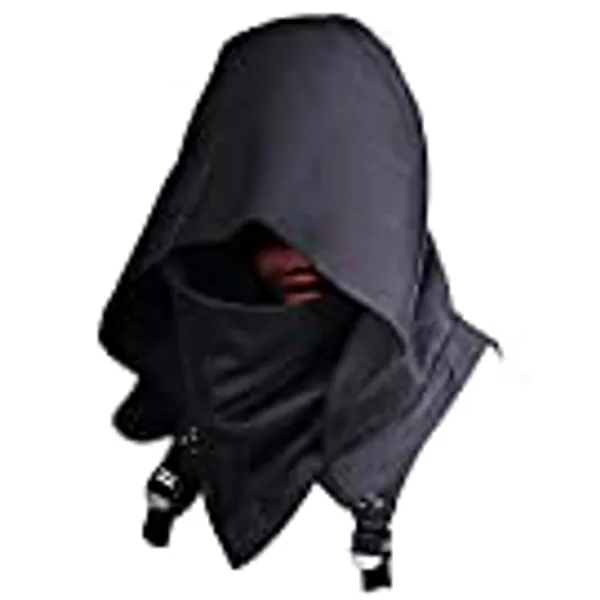 HIBIRETRO Cyberpunk Rogue Cowl Hood Scarf, Winter Neck Warmer Costume Hooded Cape Hat for Halloween Cosplay and Daily Wear