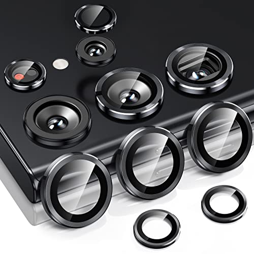 Hoerrye for Samsung Galaxy S23 Ultra Camera Lens Protector, Case-Friendly, 9H Tempered Glass Anti-Scratch, Space Titanium Military-Grade Protection Circle, Removal Tool (Black) - 1 Set - Black