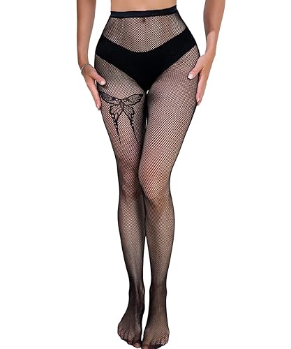 Buitifo Women Sexy Tights Fishnet Stockings Thigh High Pantyhose Leggings - Medium - Black Hd
