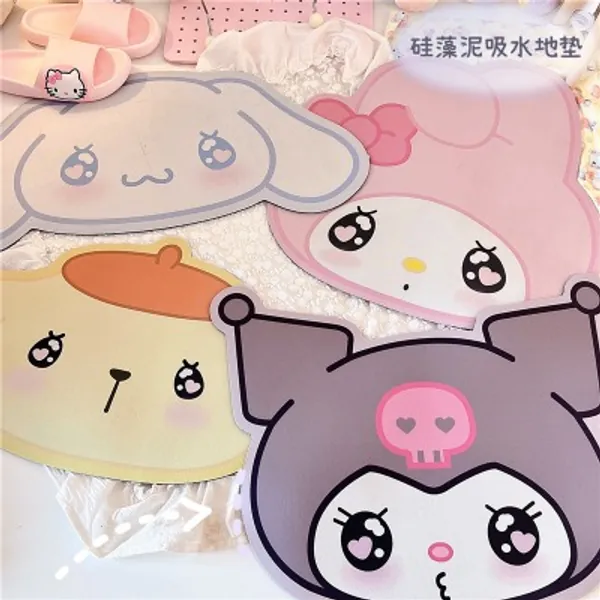 5.99US $ 30% OFF|Kawaii Bathroom Kuromi Cinnamoroll Diatom Mud Water Absorbing Quick Drying Floor Mat Waterproof Non Slip Cute Sanrio Foot Mat| |   - AliExpress