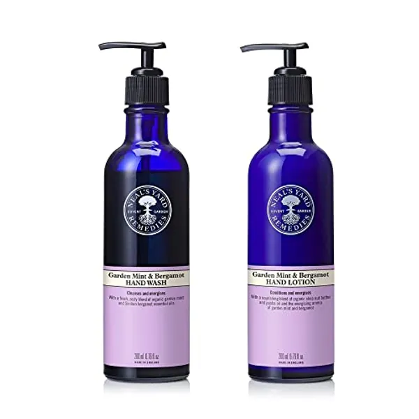 Neal's Yard Remedies Garden Mint & Bergamot Hand Duo - Leave Hands Clean and Refreshed - Lotion (200ml) & Hand Wash (200ml)