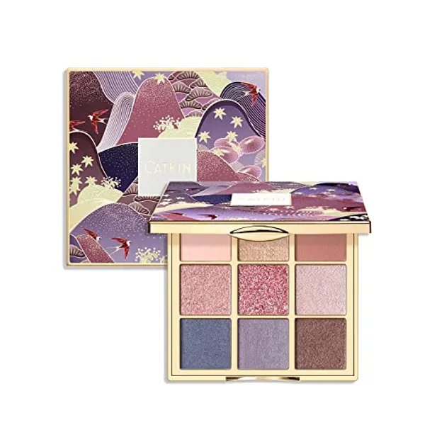 CATKIN Eyeshadow Palettes Sparkly Eyeshadow Matte and Glitter Makeup Matte Shimmer Highly Pigmented Makeup Palettes 9 Colors Neutral Cosmetic Eye Shadows(C08 MORANDI)