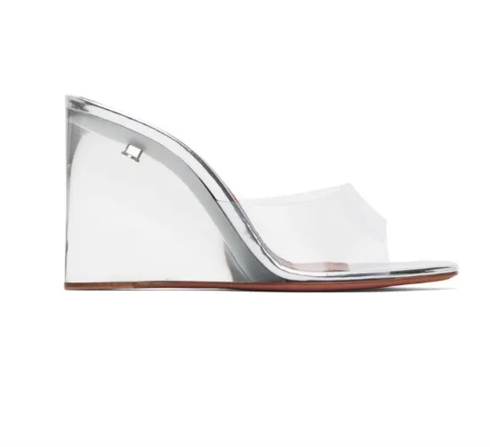 AMINA MUADDI Transparent Lupita Glass Wedge Heeled Sandals