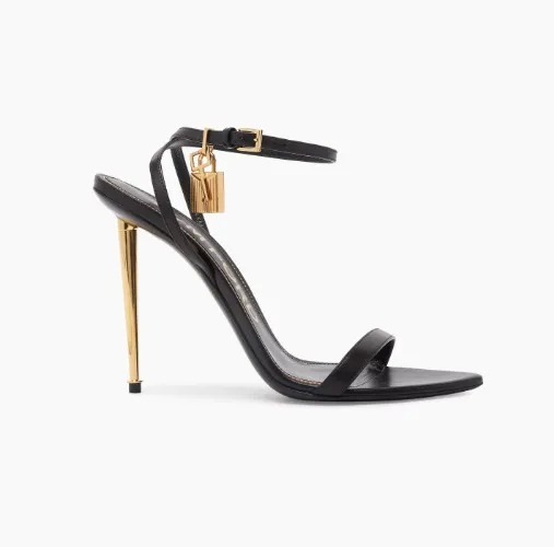 Tom Ford Padlock 105 Leather Point-Toe Ankle-Strap Sandals