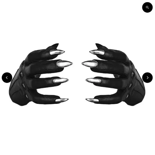 BLACK SARAH NAIL GLOVES | WOMENS SIZE 7.0 - XSMALL / BLACK LEATHER / SILVER