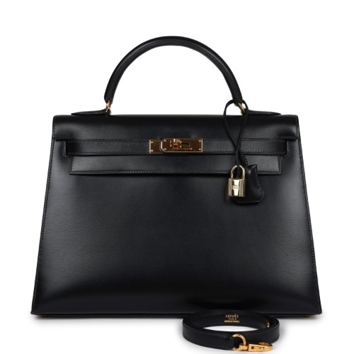 Vintage Hermes Kelly Sellier 32 Black Box Gold Hardware | Black / Vintage / Box Calf