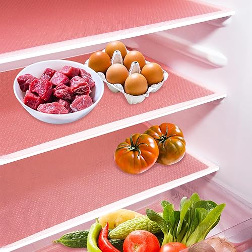 Daixers 10Pcs Refrigerator Liners, Washable Fridge Liner Shelf Mats Refrigerator Pads for Cupboard Cabinet Drawer Home Kitchen Accessories Organization (Pink) - 10pcs Pink